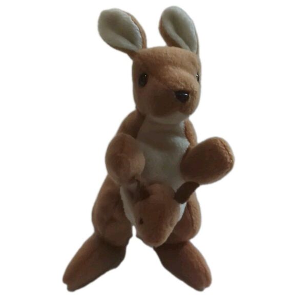 TY "POUCH" Kangaroo & Baby  Joey 1996 BEANIE BABIES PLUSH stuffed Toy Style 4161 - Picture 1 of 11